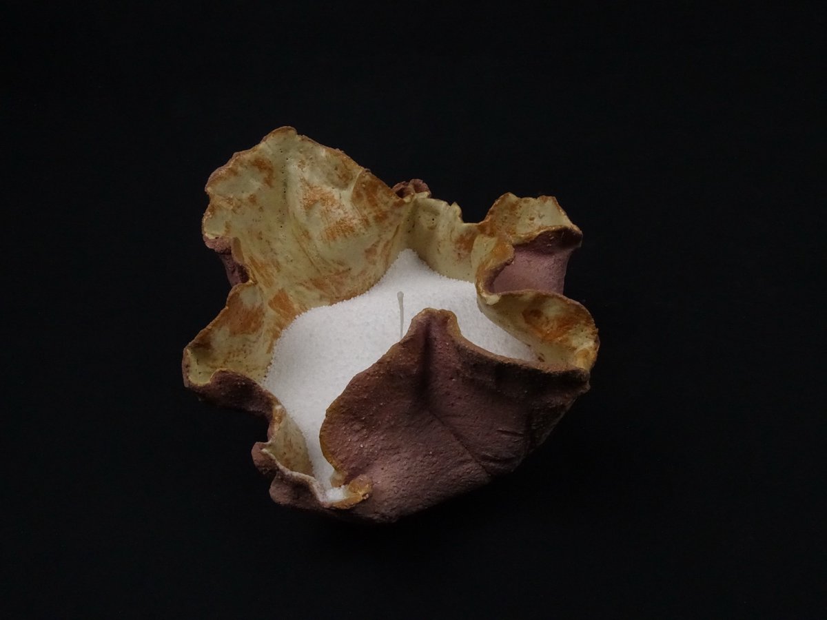 Terracotta-Muschel-Schale mit Kerzensand